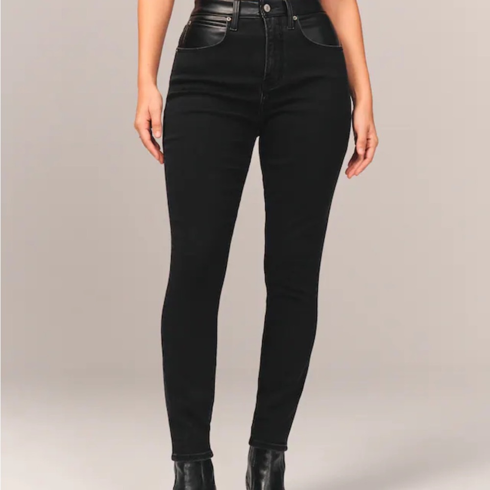 Abercombrie & Fitch Curve Love Mixed Fabric Super Skinny Jeans Black Size 25 R